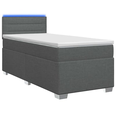 vidaXL - Boxspringbed - met - matras - en - LED - Donkergrijs - 80 - x - 200 - cm - Stof