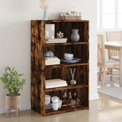 vidaXL - Hoge - kast - 70x41x124 - cm - bewerkt - hout - gerookt - eikenkleurig