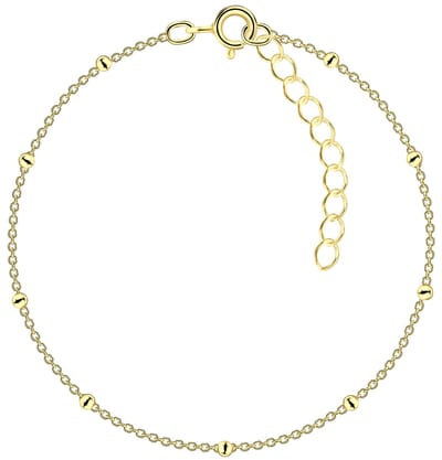 Joy|S - Zilveren armband - schakel armband - satellite (bolletjes / balletjes) - 15 cm + 3 cm extension - gold plated