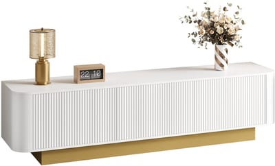 TV-Meubel - Met Afgerond Design en Textuurfront - Opbergruimte - MDF - Wit