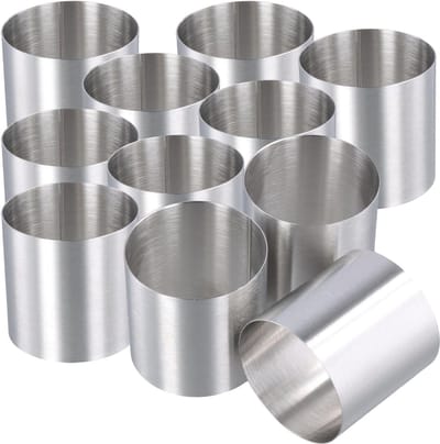 Set van 10 Ronde Mousse Ringen van RVS 5cm - Non-Stick Mini Cheesecake Ringen voor Desserts, Taarten en Puddingen