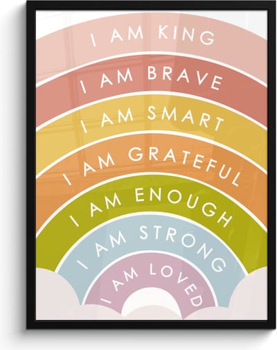 Poster in lijst - Fotolijst 60x80 cm - Posters - Regenboog - Kleuren - Quotes - Posterlijst zwart - Kamer decoratie - Wanddecoratie kinderkamer - Muurdecoratie babykamer