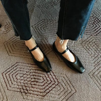 Mary Jane Schoenen met Lage Mond en Kleine Vierkante Neus Dames Zachte Retro PU Leren Schoenen 36