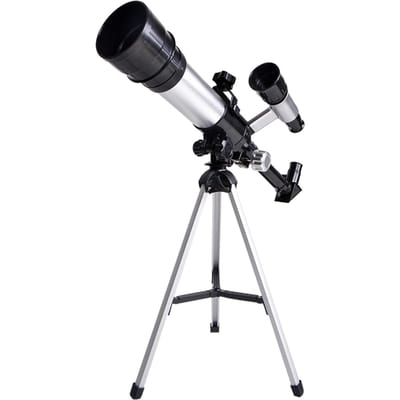 Télescopes pour enfants adultes débutants télescope réfracteur astronomique à ouverture en alliage de 50 mm 100 mm argenté