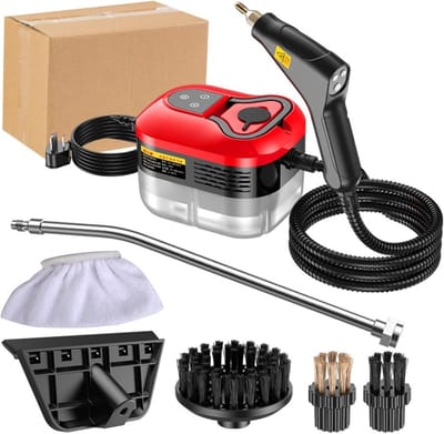 Stoomreiniger - Hogedruk reiniger - Grondig schoonmaken - Snelverwarmend 1500W - 1200 ml tank - Zwart Rood