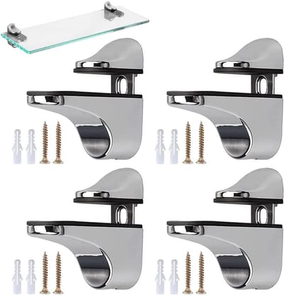 Set van 4 glazen clips voor verstelbare glazen planken met schroeven en expansietubes voor panelen van 3-22 mm dik