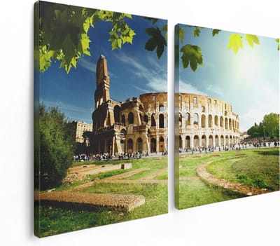 Artaza Canvas Schilderij Tweeluik Colosseum in Rome, Italië - 120x80 - Foto Op Canvas - Canvas Print