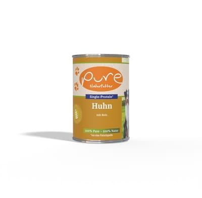Pure -Natuurlijk Hondenvoer Kip met Rijst – 65% Vers Vlees – Glutenvrij – Voor Puppy, Volwassen en Senior – 6x400g