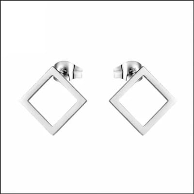 Aramat Jewels | Oorbellen | RVS Ruit Oorbellen - Geometrische Oorstekers | Zilverkleurig / 12mm | Staal | Volwassenen | Verkleurd niet
