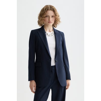 Scotch & Soda Sb Fitted Blazer Night Blue Pinstripe Taglia: L | Blazers Outlet | Donna | Nero