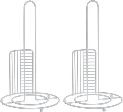 Items - 2x stuks keukenrol houder chrome wit metaal 18 x 31 cm