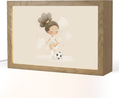 Nachtlampje 30x20 cm - Kinder lampje - Meisje - Voetbal - Beige - Tafellamp kinderkamer - Slaapkamer lamp - Bedlamp kinderen - Kinderlampje stopcontact - Wandlamp babykamer - Nachtlampjes