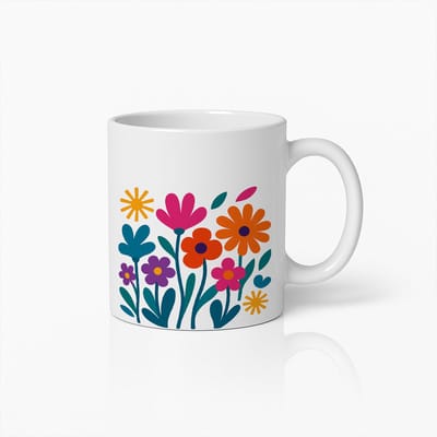 Kleurrijke Bloemenmok – Vrolijke Keramische Beker met Bloemenprint voor Koffie, Thee en Warme Dranken