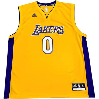 Collaboration Adidas X NBA Lakers 0 Nick Young Maillot de basket-ball de mode à col V doux sans manches Maillot unisexe Jaune 7912A-329-AEB5070 XL white