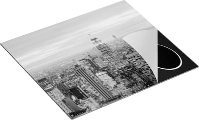Chefcare Inductie Beschermer New York Skyline met Lichten bij Zonsondergang - Zwart Wit - 60x50 cm - Afdekplaat Inductie - Kookplaat Beschermer - Inductie Mat
