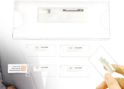 Heldere Plastic Naamlabels met Speld - 4 Stuks voor Kleding, ID Kaarten en Bedrijfspresentaties