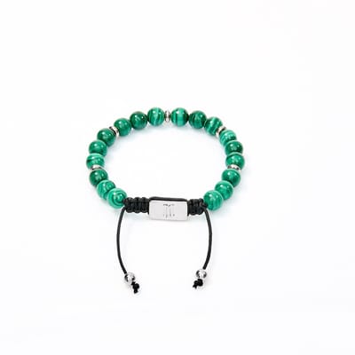 Marenca Malachiet Heren Kralen Armband met Zilveren Marenca Logo