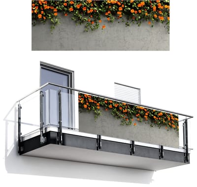 Balkonscherm 300x110 cm - Balkonposter Bloemen - Muur - Oranje - Balkon scherm decoratie - Balkonschermen - Balkondoek zonnescherm
