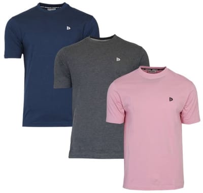 3-Pack Donnay - T-shirt (Vince) - Sportshirt - Heren - Navy/Charcoal/Candy Pink (759) - maat S