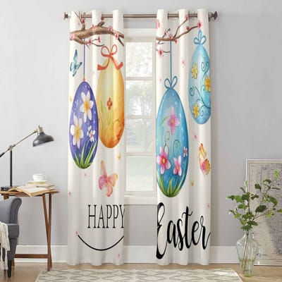 Paaseieren Op Boomtak Raamgordijnen voor Woonkamer Slaapkamer Gordijn Modern Keuken Jaloezieën Draperieën Gordijnen 135W x 60H(cm) x1 gray