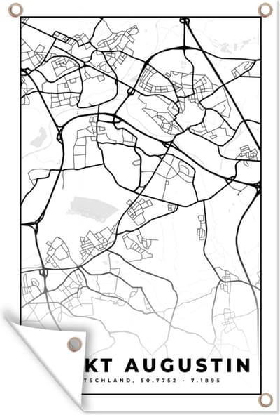 Muurdecoratie Kaart - Sankt Augustin - Plattegrond - Stadskaart - 120x180 cm - Tuinposter - Tuindoek