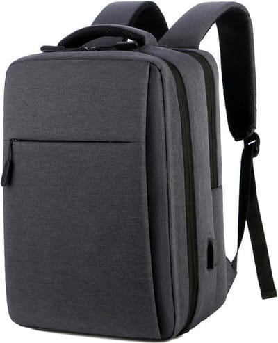 Vermanto Rugzak - Rugtas - Laptop - USB - Waterafstotend - 25 Liter - School - Boekentas - Heren - Dames - Zwart - Donkergrijs