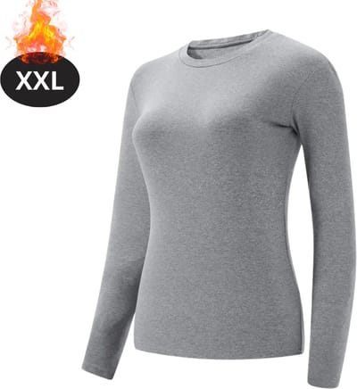 Bovista Thermokleding Dames - Thermoshirt - Polyester - Winter - Lange Mouwen - Lichtgrijs - XXL