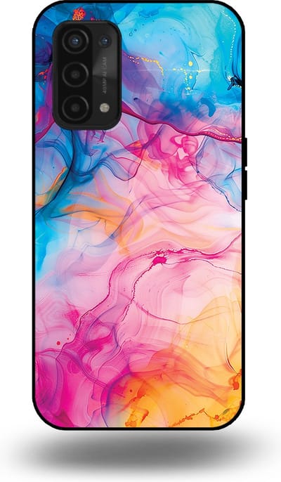 Smartphonica Telefoonhoesje Geschikt voor OPPO A54 5G / A74 5G / A93 5G met Regenboog Acryl Marmer Opdruk - TPU Backcover Case Rainbow Acrylic Marble Design geschikt voor Oppo A54 5G;Oppo A74 5G;Oppo A93 5G