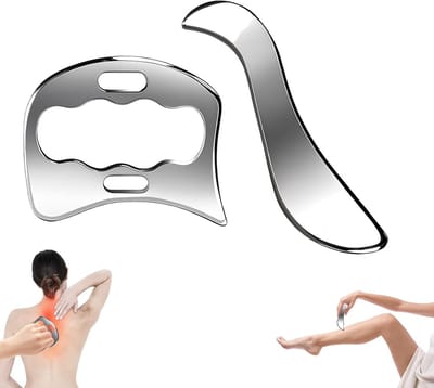 Professionele Gua Sha Set van 2 voor Gezicht en Lichaam, Inclusief Platte en Gebogen Vormen, Ideaal voor Fascia Massage, Spierontspanning en Pijnverlichting