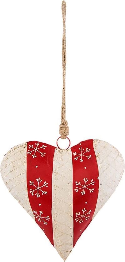 Clayre & Eef Decoratie hanger Hart 19*6*20 cm Rood Ijzer Hartvormig Woondecoratie