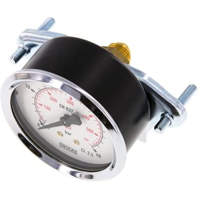 0..40 Bar Paneelmontage Manometer Staal/Messing 63 mm Klasse 2.5 (Beugel) - MW04063SH-TP