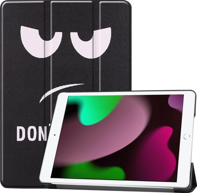 Hoes - Geschikt voor Apple iPad 9 (2021) - 10.2 inch - 9e Generatie - Dun & Stevig - Trifold Bookcase - Hard Cover - Hardcover Book Case - Tablet Hoesje - Don't Touch Me