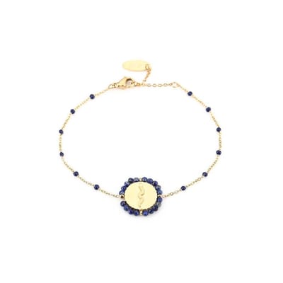 Jomide Armbandje Snake Blue - Goudkleurig