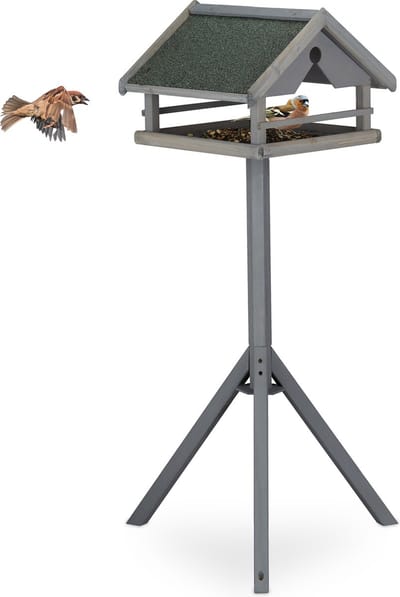 Voedertafel Tuinvogels op standaard - Weerbestendig dak - 120 x 62 x 55 cm - Hout