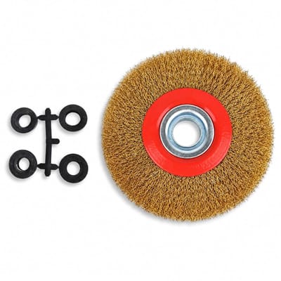 Ronde metalen borstel 125 mm met staaldraden - 4 adapters 13/16 mm voor haakse slijper, bank slijper en metaalbewerking