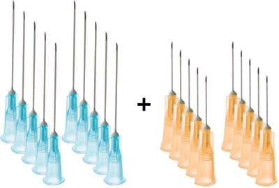 Terumo - Gelaat Steriele Naalden - 25g - 0.5 x 16 mm - Oranje - 10 Stuks + 23g - 0.6 x 25 mm - Blauw - 10 stuks - Gerstkorrel - Milia - Comedonen - Combideal (20 stuks)
