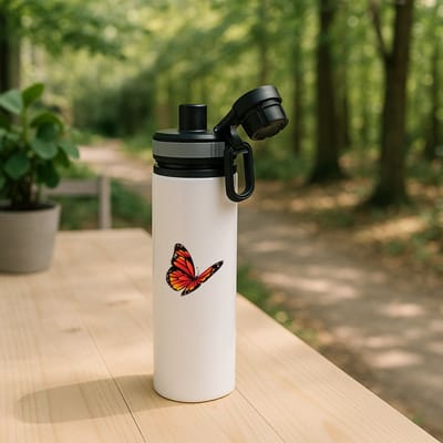 Hacebo® - Vlinders waterfles met draaidop grijs - Vlinder - Dieren liefhebbers - Insecten - dieren - vlindertuin - water fles - 850ML