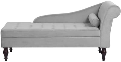 BELIANI PESSAC II - Chaise longue - Lichtgrijs - Rechterzijde - Fluweel