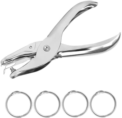 Dailygoods- Gatenpons 3 mm - Draagbare Metalen Perforator - 4 Boekringen - Voor Papier/Wenskaarten - Duurzaam/Herbruikbaar - Eenvoudig te Bedienen