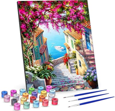 Rubye® Schilderen Op Nummer Volwassenen – Zeezicht – Inclusief Penselen – Canvas Schildersdoek zonder Frame – Kleuren op Nummer – 40x50cm