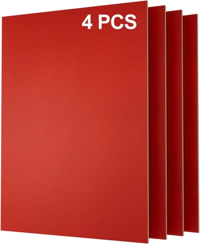 Creatorally 4 stuks A4 Plaat - rood Multiplex Zonder Verf - Multiplex Platen - 3mm -297*210mm - Perfect voor Pyrografie Lasersnijden CNC Fretwerk Rolzaag Freeswerk - Modelbouw Laser Snijden Graveren