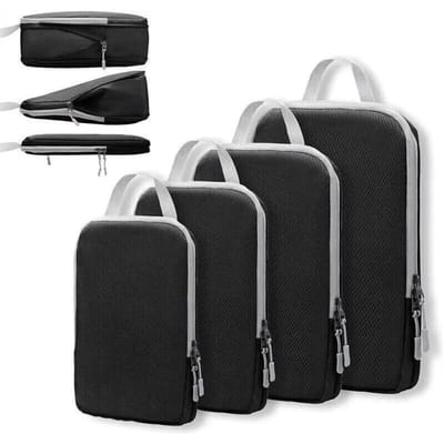 Compressietassen voor op reis 4 stuks Compressiereisorganizer Kofferorganizer Tassenset Pakkubussen Reizen Dubbel gestikt