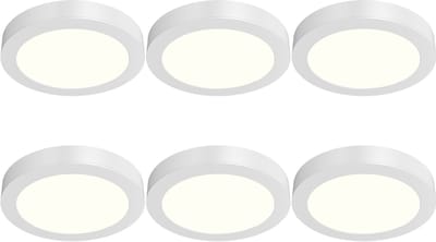 LED Downlight Opbouwspot 6 Stuks - Kingtron Thin - 12W 1120lm 120° Bundelhoek - Natuurlijk Wit 4000K - IP40 - Rond - Wit - Ø172mm