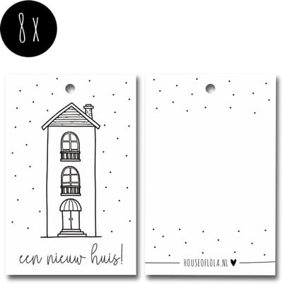 8x Label / Kaartje van karton / Cadeaulabels | EEN NIEUW HUIS | 85 x 55 mm