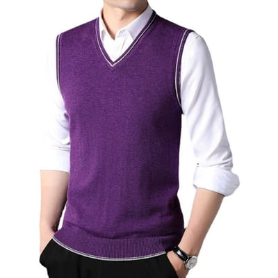 Wollen Gilet Heren Herfst Nieuwe Pullover Jeugd Warm Gilet Mouwloos Casual Mode Gebreid Gilet Heren Top 125 blue