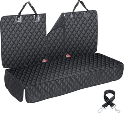 Famanu - Hondendeken voor achterbank auto, waterdicht, antislip en krasbestendig, met gordel, geschikt voor SUV