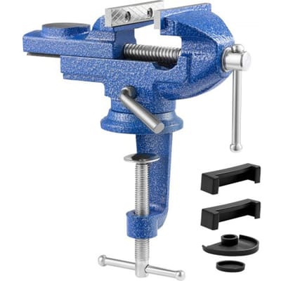 VEVOR bankschroef, 7,62 cm, tafelbankschroef met 360° draaibare voet, werkbankbankschroef, gietijzeren constructie, voor houtbewerking, metaalboren, graveren, slijpen, lassen en snijden
