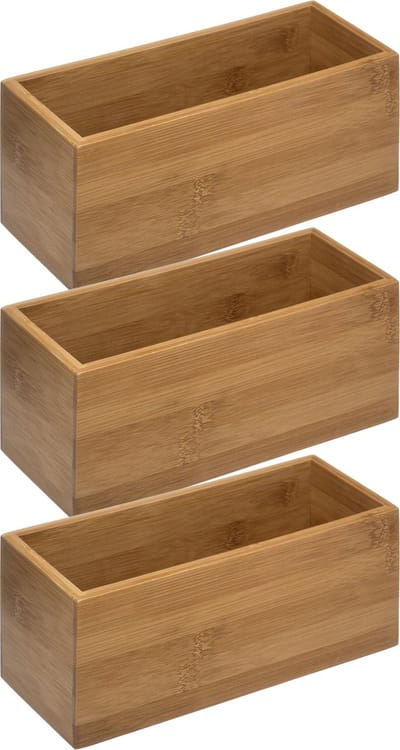 5five opbergbox - 3x - voor sieraden/make-up - 23 x 9,5 cm - bamboe hout - nagellak box - sieraden box - make-up box - organizer