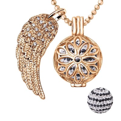 Engelenroeper 18mm Bolhouder met Ketting 90cm en Bolletje - Dames - Roségoudkleurig Bloem - EBS18132
