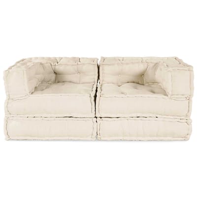 vidaXL - Modulebankeenheid - 2 - st - Stof - Crèmekleurig - 140 - x - 70 - x - 56 - cm